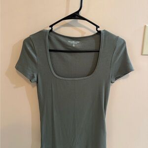 Abercrombie & Fitch Square Neck Ribbed Top - Olive